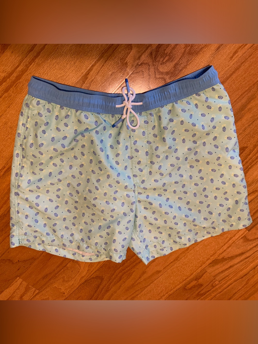 Southern Tide Mint Swim Trunks with Sky Pineapple Print